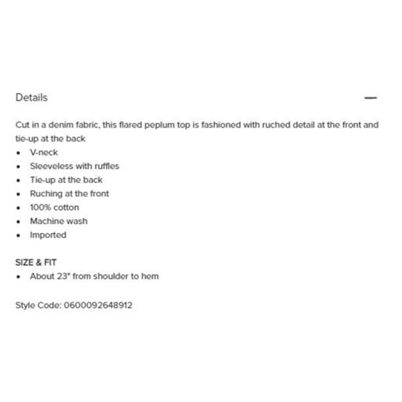 Molly Bracken Tie-Back Denim Peplum Top - Picture 7 of 7